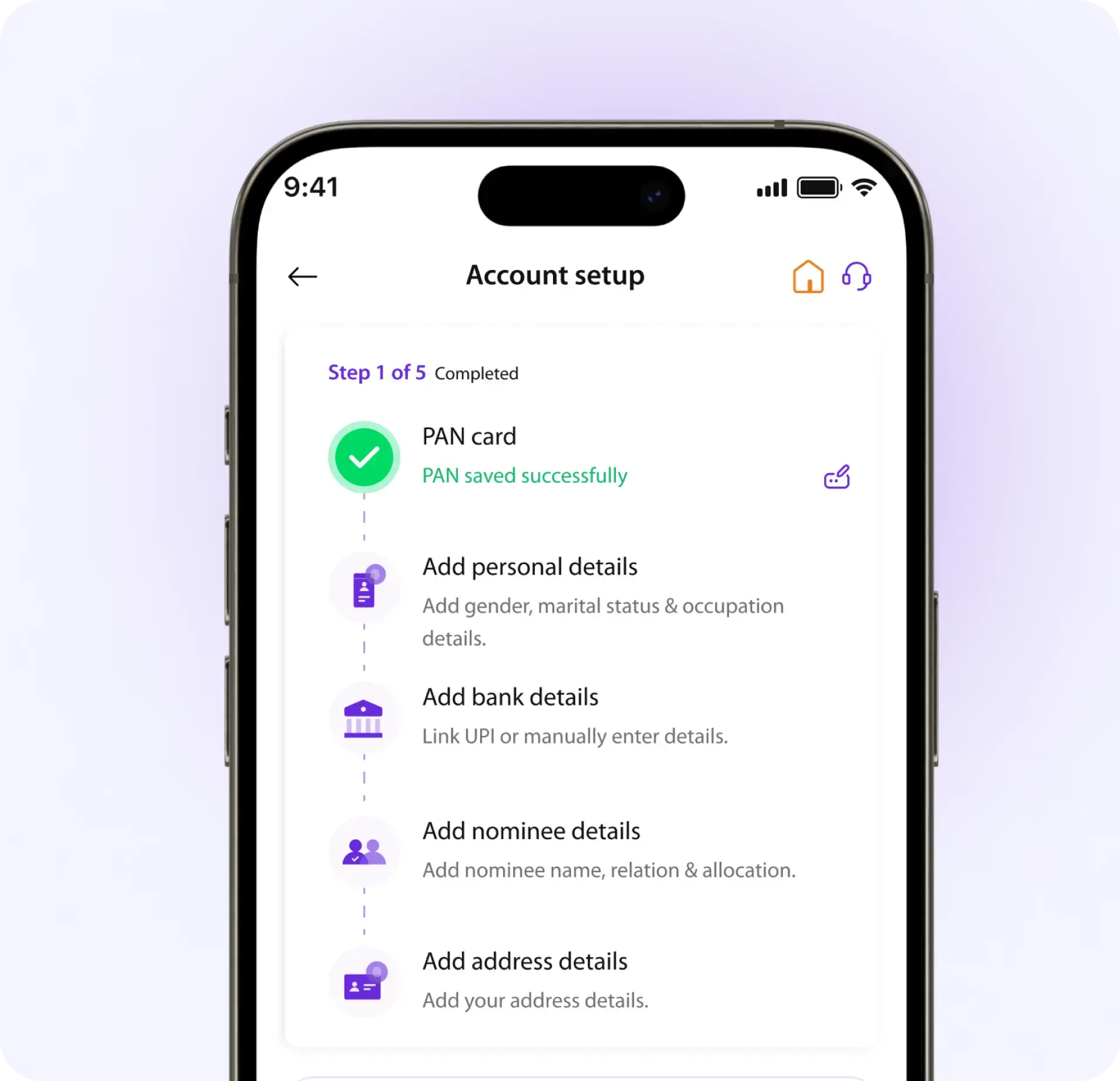 Create account flow